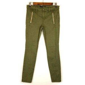 Joe's Womens Jeans Sz 28 Olive Green Skinny Mid Rise Ankle Zippers Button Flaps